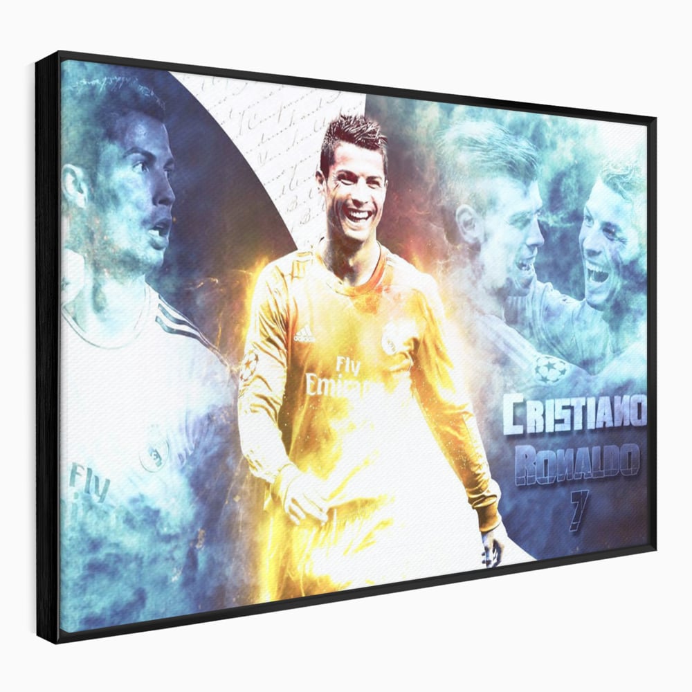 Tablou canvas cu tablou canvas cu cristiano ronaldo, in rama de aluminiu negru